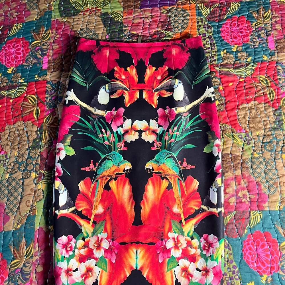 Ted Baker Black and Red Floral Skirt